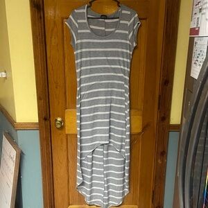 Rue21 Striped High Low Dress in Gray and White